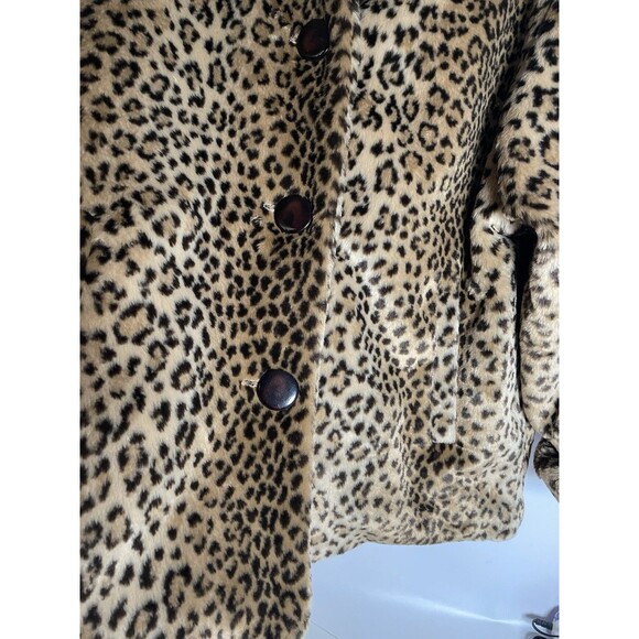 Vintage 1980's IZZI Outerwear Faux Leopard Fur Coat Jacket Plush, Women’s L - Picture 4 of 16